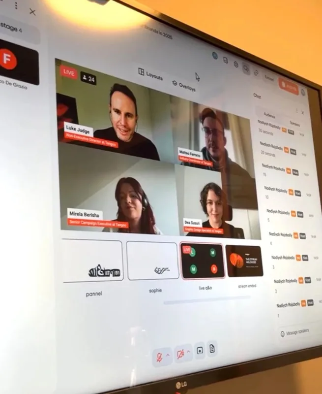 Speakers presenting during a live online event broadcast
