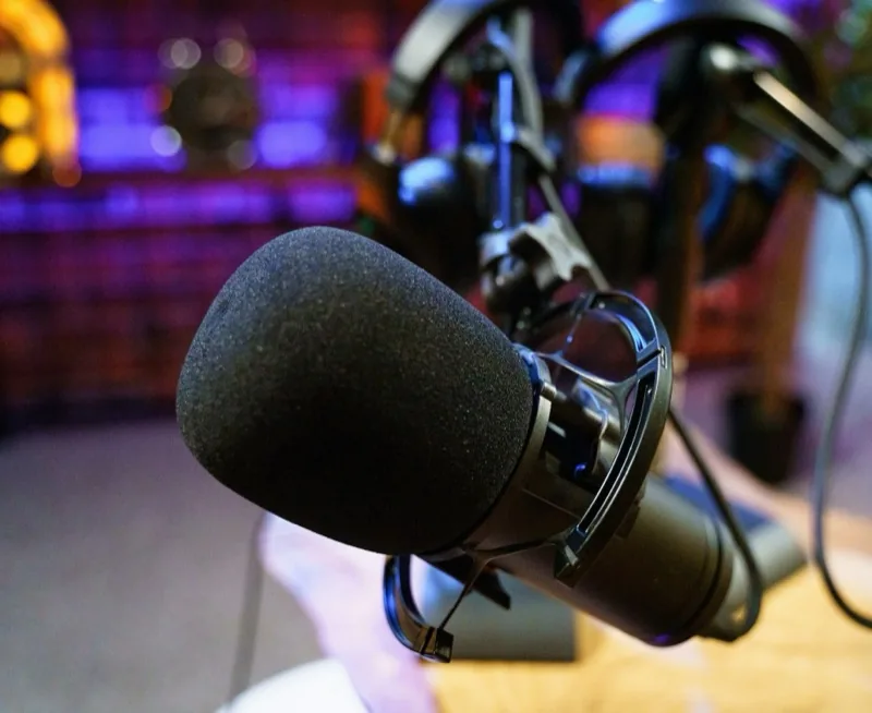 Podcast microphone and recording setup