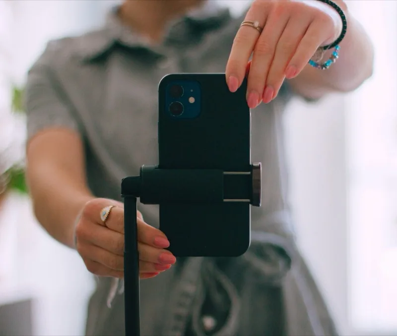 Short-form vertical video being filmed for social media